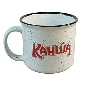 KAHLUA Coffee Mug Cup White With Black Speckles 16 oz Collectable Advertising
